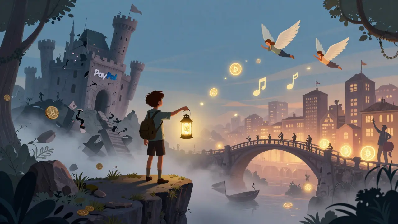 Kreative verlässt das alte Zahlungssystem und betritt eine neue Welt voller digitaler Freiheit.