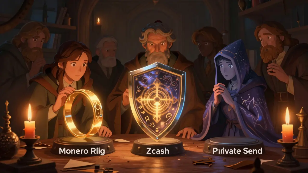 Magische Privatmünzen in Alchemistenwerkstatt untersucht.