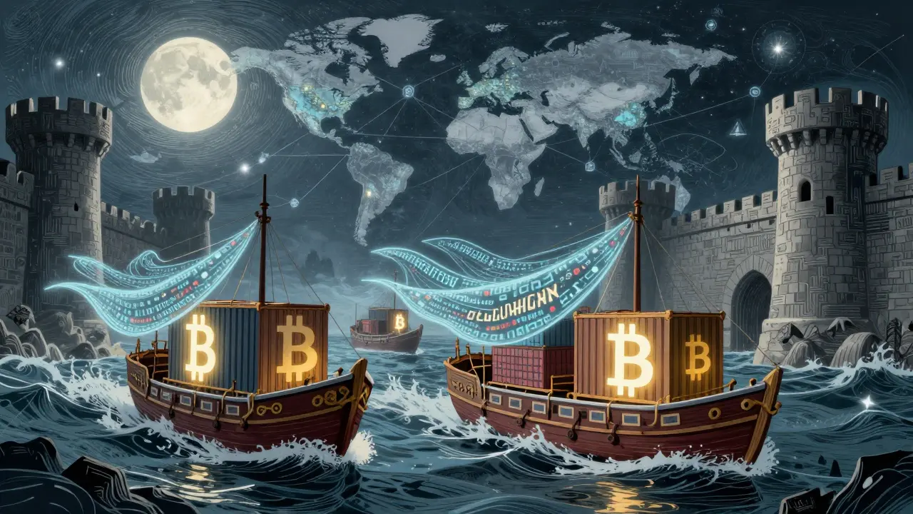 Illustration: Zauberboote umgehen Sanktionen mit Kryptowährungslieferungen