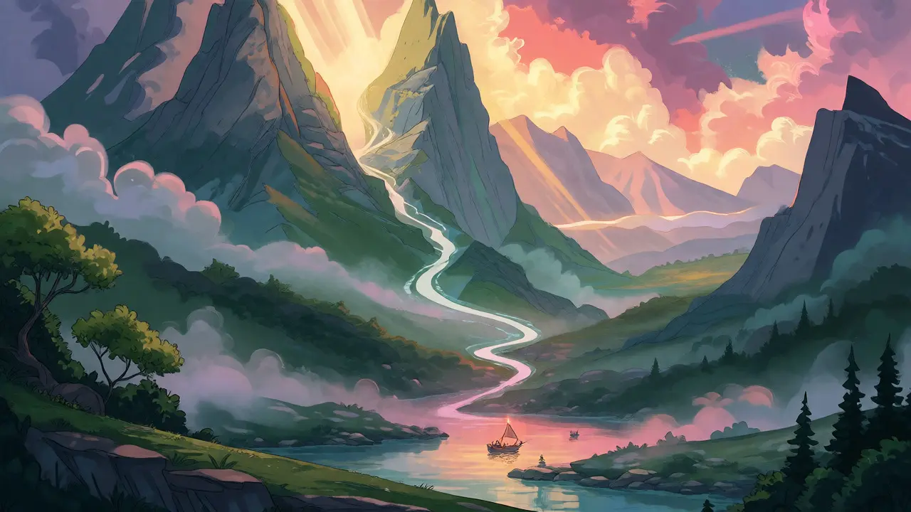 Flusslandschaft mit Booten als Symbol für Token-Preis